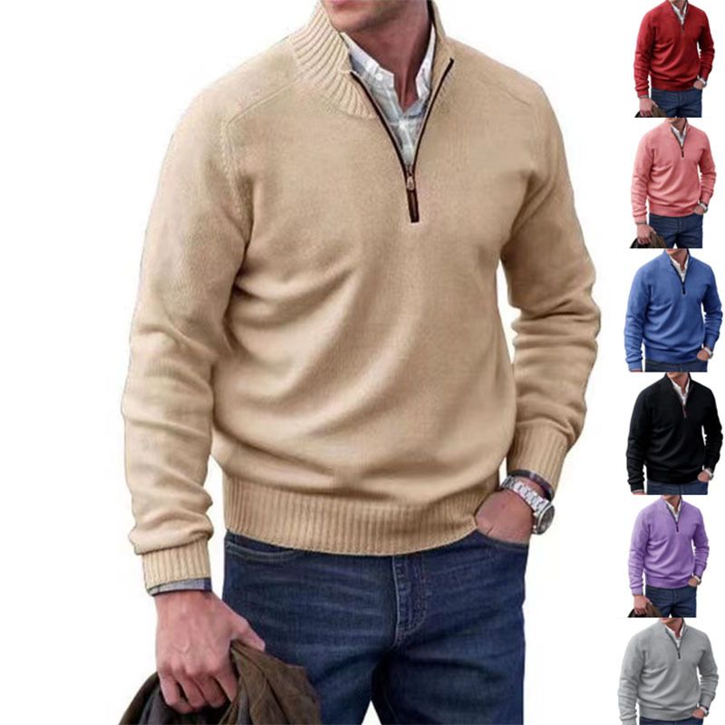 Customization Men's winter sweaters knitting Zipper stand collar Men's pullover sweater