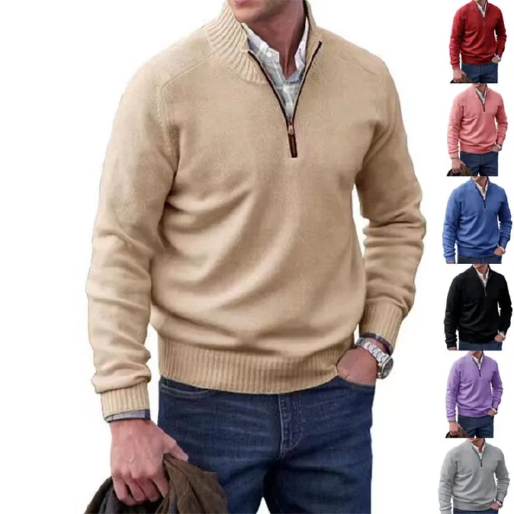 Customization Men's winter sweaters knitting Zipper stand collar Men's pullover sweater
