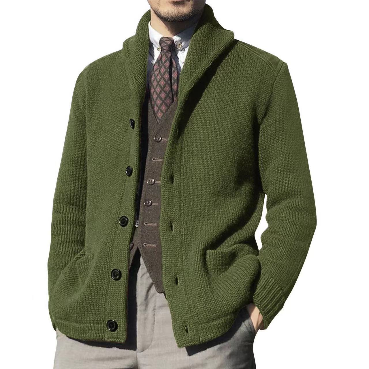 Autumn And Winter New Sweater Mens Solid Color Long Sleeved Knitted Cardigan Coat Sweater  Coats