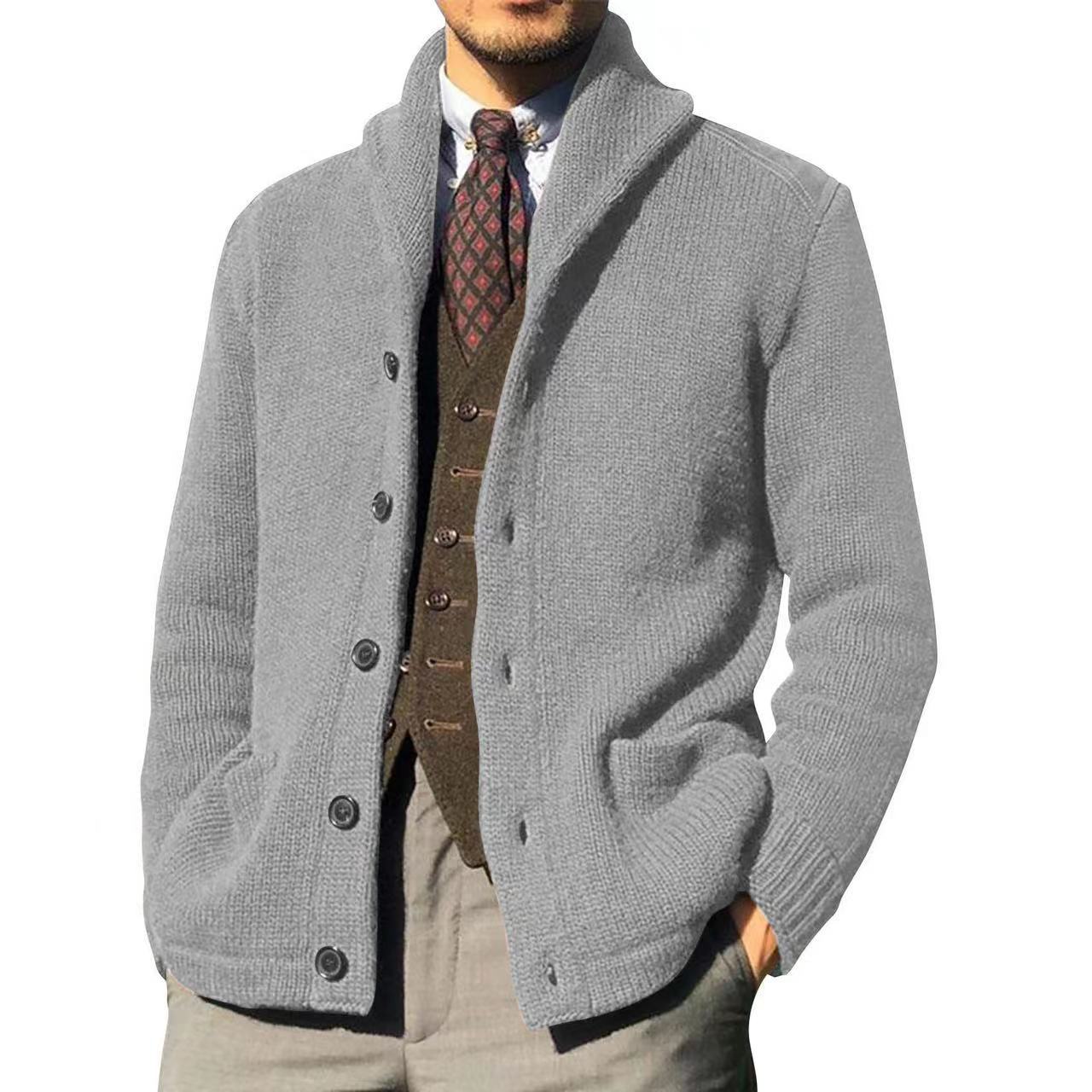 Autumn And Winter New Sweater Mens Solid Color Long Sleeved Knitted Cardigan Coat Sweater  Coats