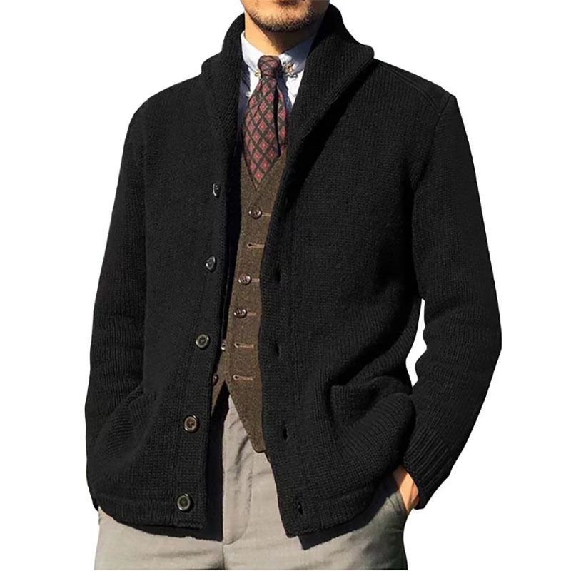 Autumn And Winter New Sweater Mens Solid Color Long Sleeved Knitted Cardigan Coat Sweater  Coats