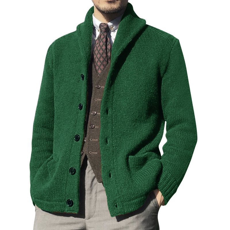 Autumn And Winter New Sweater Mens Solid Color Long Sleeved Knitted Cardigan Coat Sweater  Coats