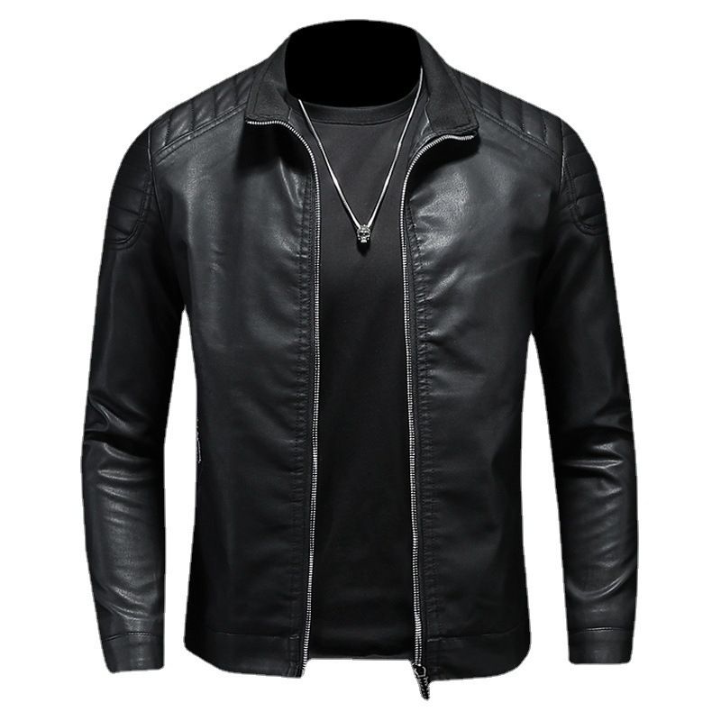 Halloween Costumes Men Adult Waterproof PU Leather Jacket For Men Faux Leather Men's Motorcycle Jacket Zip Stylish PU Jackets Coats