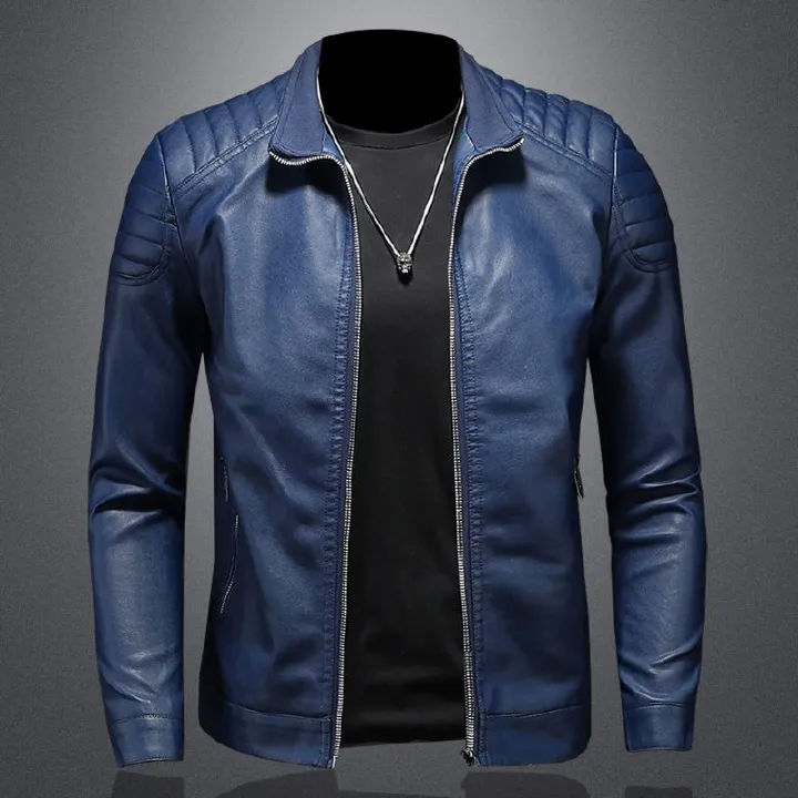 Halloween Costumes Men Adult Waterproof PU Leather Jacket For Men Faux Leather Men's Motorcycle Jacket Zip Stylish PU Jackets Coats