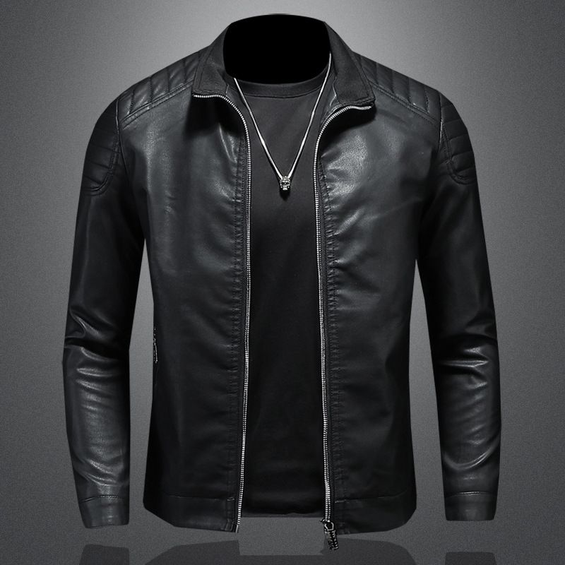 Halloween Costumes Men Adult Waterproof PU Leather Jacket For Men Faux Leather Men's Motorcycle Jacket Zip Stylish PU Jackets Coats