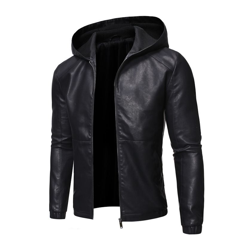 Men's vintage motorcycle jacket leather long sleeve autumn/winter aviator jacket stand collar PU Coats