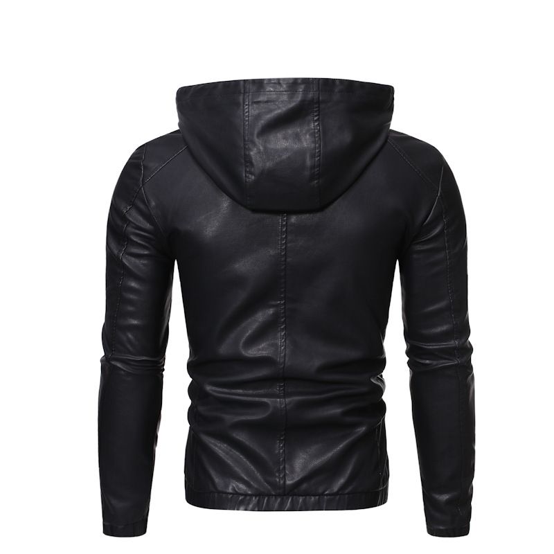 Men's vintage motorcycle jacket leather long sleeve autumn/winter aviator jacket stand collar PU Coats