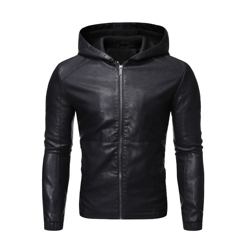 Men's vintage motorcycle jacket leather long sleeve autumn/winter aviator jacket stand collar PU Coats