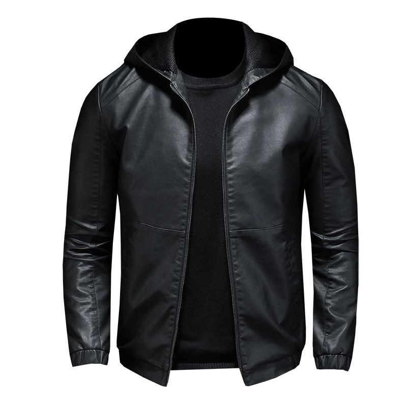 Men's vintage motorcycle jacket leather long sleeve autumn/winter aviator jacket stand collar PU Coats