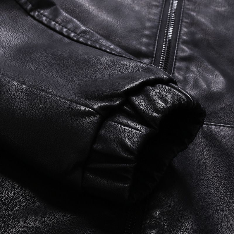 Men's vintage motorcycle jacket leather long sleeve autumn/winter aviator jacket stand collar PU Coats