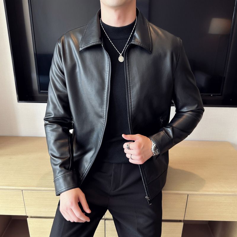 Customized Outdoor Smooth Monochrome Waterproof Men Leather Jacket breathable quick dry men's leather jackets Coats