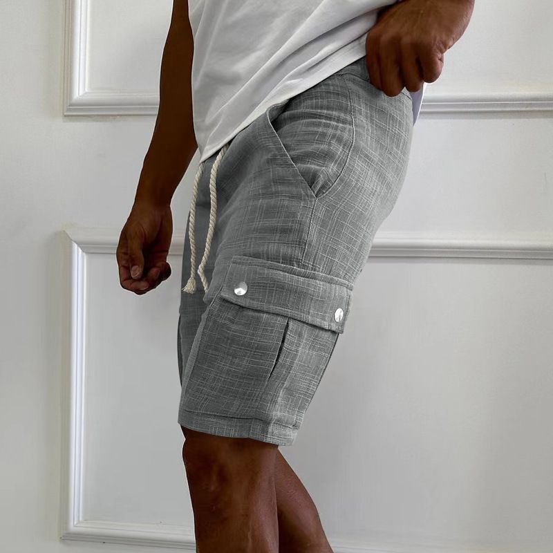 cargo shorts men's summer European and American fashion casual men's slim drawstring shorts Five quarter pants men Shorts