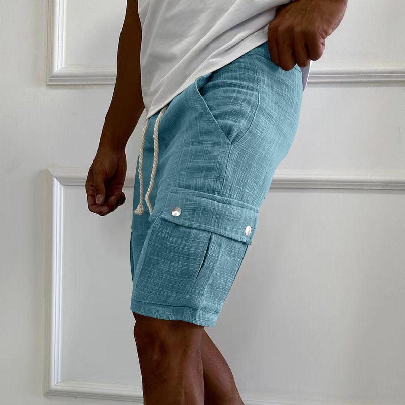 cargo shorts men's summer European and American fashion casual men's slim drawstring shorts Five quarter pants men Shorts