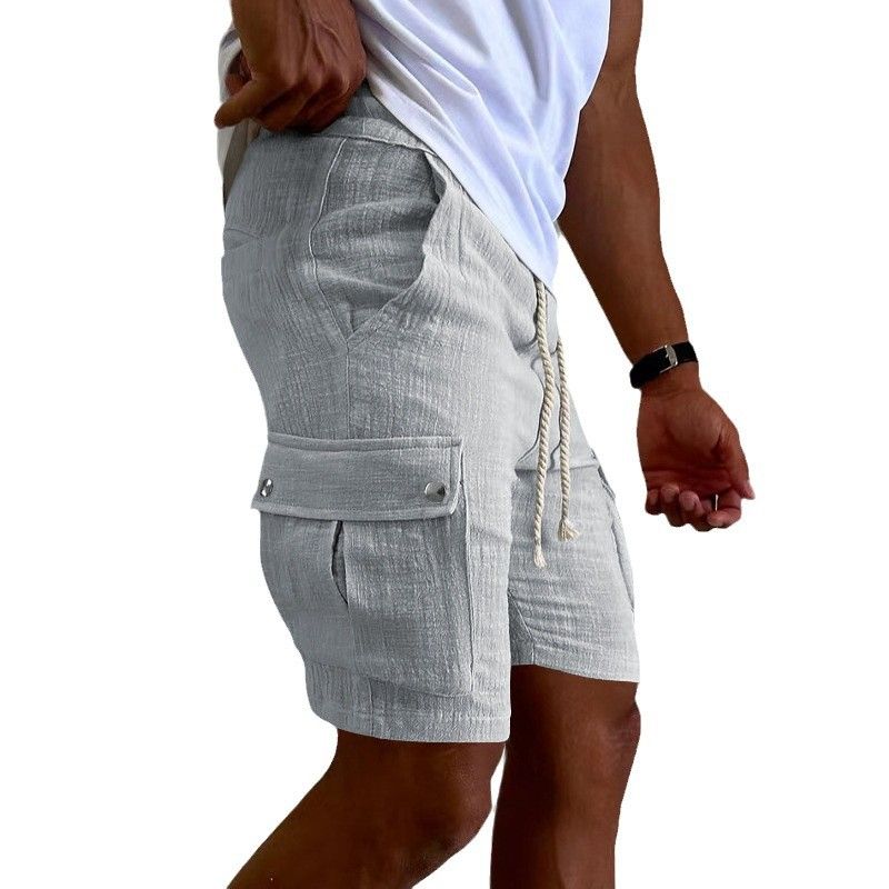 cargo shorts men's summer European and American fashion casual men's slim drawstring shorts Five quarter pants men Shorts
