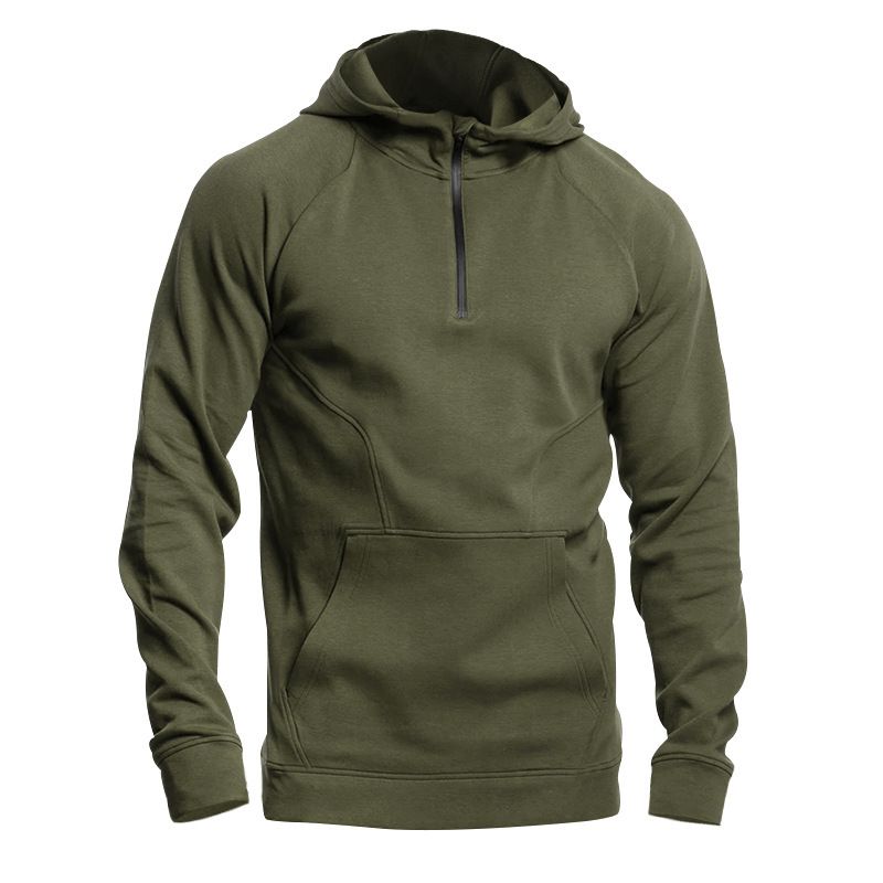Men's Blank Sports Hoodie Polyester Fleece Pullover 1/4 Quater Zip Hooded Sweatshirt For Men  Coats