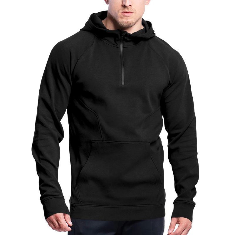 Men's Blank Sports Hoodie Polyester Fleece Pullover 1/4 Quater Zip Hooded Sweatshirt For Men  Coats