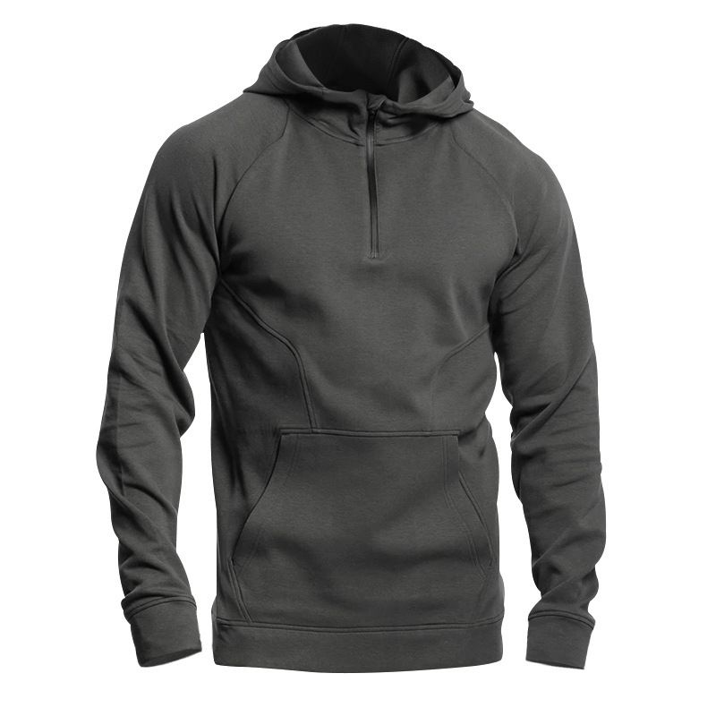 Men's Blank Sports Hoodie Polyester Fleece Pullover 1/4 Quater Zip Hooded Sweatshirt For Men  Coats