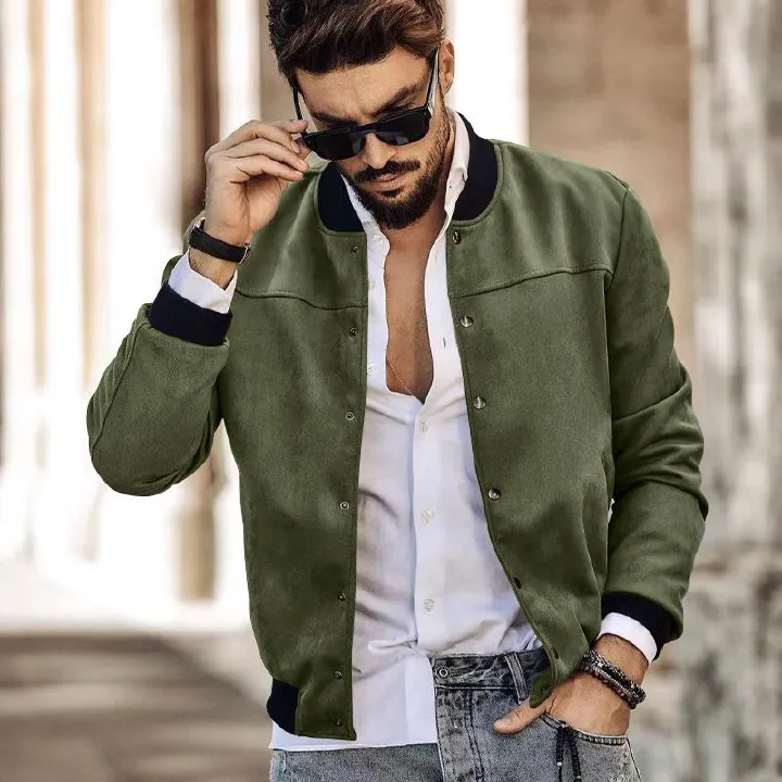 Men's Hot Suede Jackets Custom Winter Windbreaker Coat Wholesale Oversized Men Bomber Jacket  Coats
