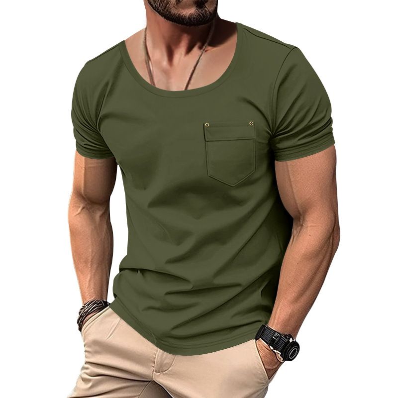 Custom Gsm Oversized Tshirt Heavyweigh Men Cotton Pocket White T-shirt  Men's Clothing Tops  T-Shirts