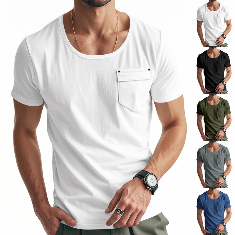 Custom Gsm Oversized Tshirt Heavyweigh Men Cotton Pocket White T-shirt Men's Clothing Tops T-Shirts