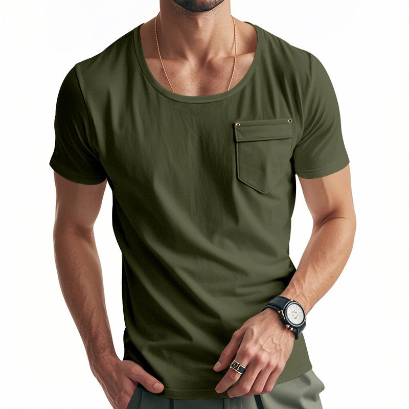 Custom Gsm Oversized Tshirt Heavyweigh Men Cotton Pocket White T-shirt Men's Clothing Tops T-Shirts
