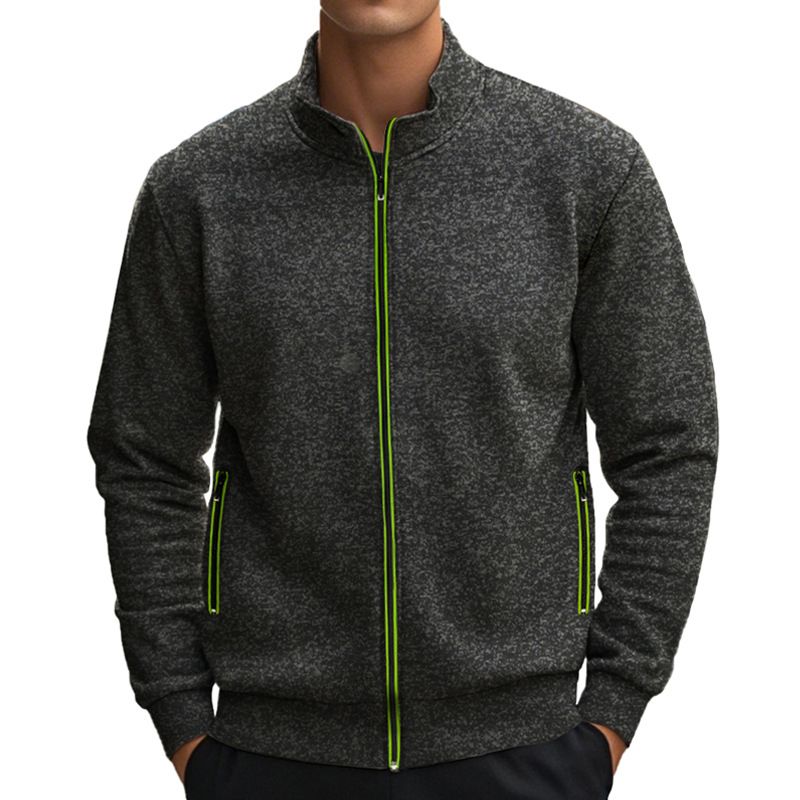 Wholesale Men Autumn Stand Collar Knit Solid Color Zipper Outdoor Cardigan Knitwear Casual Tops Coat Jacket Sweater  Coats