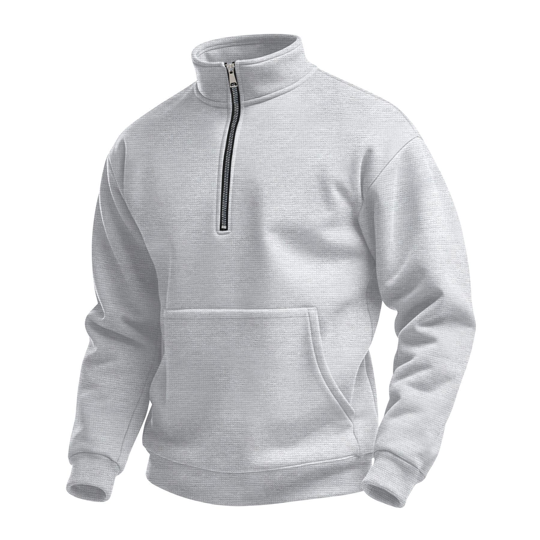 Wholesale Cotton Waffle Breathable Sweatshirt Blank Oversized Embroidery Quarter Zip Men's Hoodies & Sweatshirts