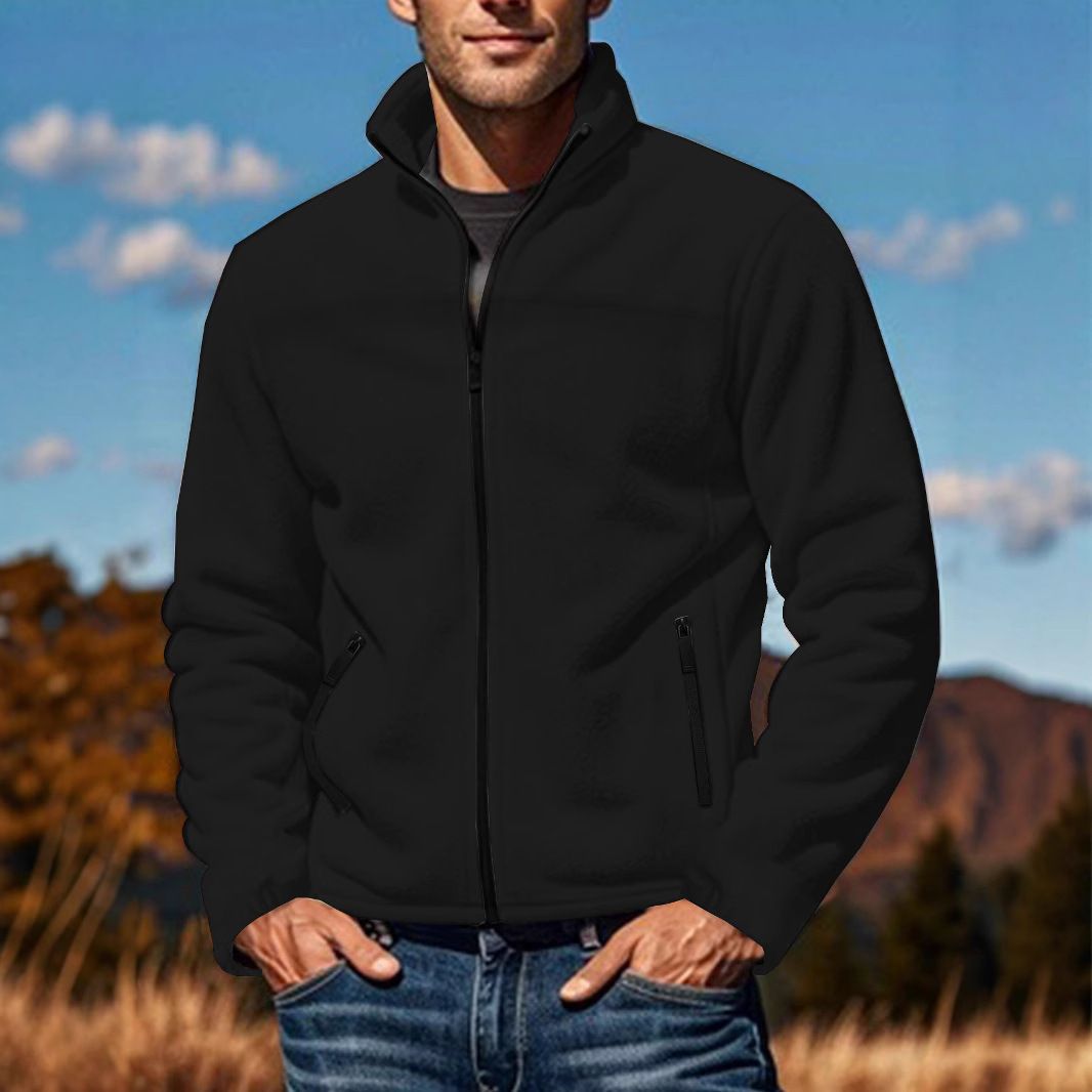 New men's fleece fleece jacket for spring, autumn, winter, outdoor zipper stand up collar top jacketCoats