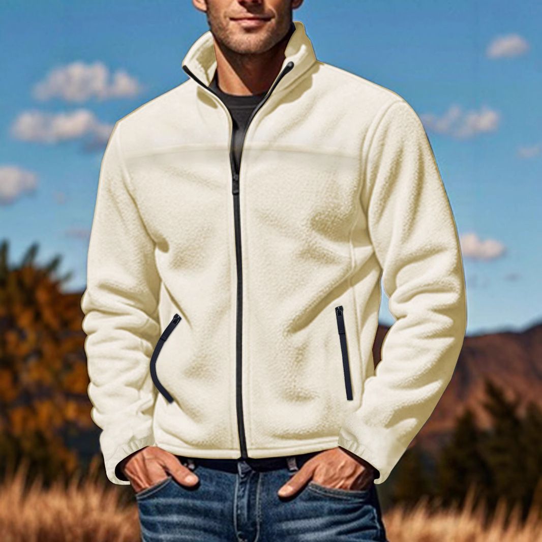 New men's fleece fleece jacket for spring, autumn, winter, outdoor zipper stand up collar top jacketCoats