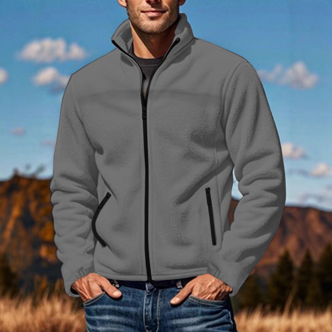 New men's fleece fleece jacket for spring, autumn, winter, outdoor zipper stand up collar top jacketCoats