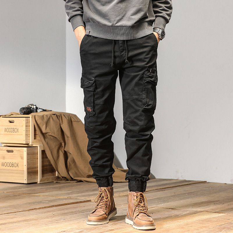 Spring and autumn trendy Cargo pants for men, slim, leggings, ruffian and handsome trousers, American multi bag pants Jeans
