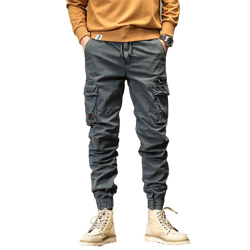 Spring and autumn trendy Cargo pants for men, slim, leggings, ruffian and handsome trousers, American multi bag pants Jeans