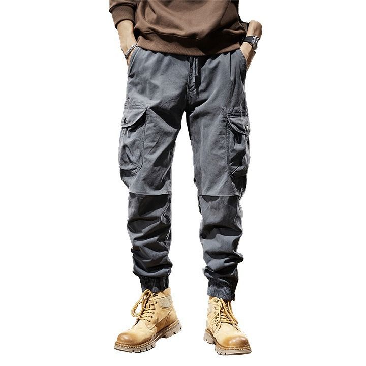 Spring and autumn trendy Cargo pants for men, slim, leggings, ruffian and handsome trousers, American multi bag pants  Jeans