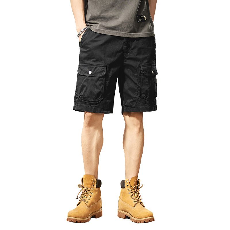 Thin Pocket Workwear Shorts Men's Streetwear Loose Solid Color Fifth Pants Men Cargo Shorts
