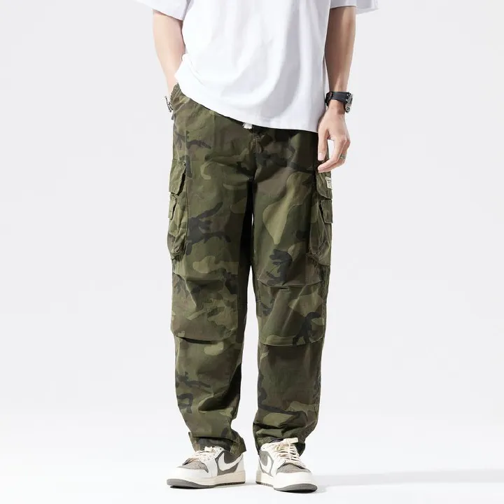 Fasion Premium  Cotton Straight Baggy side pockets camouflage pants for men Street wear  Jeans