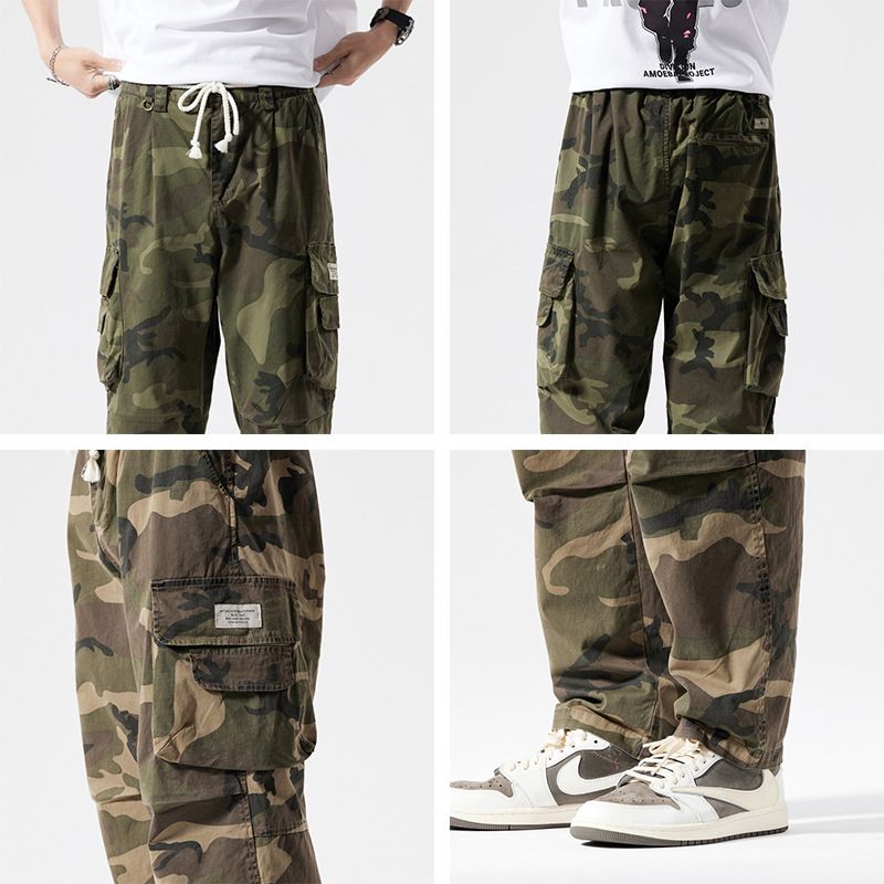 Fasion Premium  Cotton Straight Baggy side pockets camouflage pants for men Street wear  Jeans