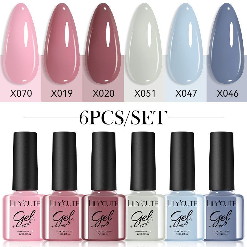 6PCS/SETS 7ML Colors Nail Gel Polish Solid Color Gel Verni Semi Permanent Soak off UV LED Gel Nail Varnish