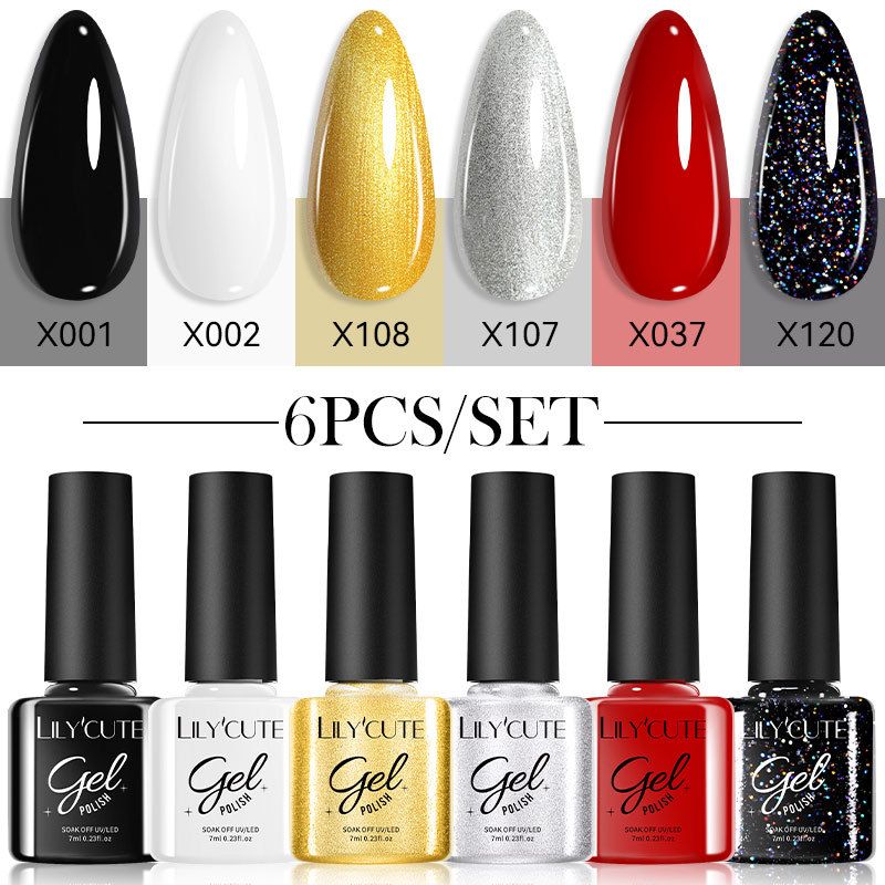 6PCS/SETS 7ML Colors Nail Gel Polish Solid Color Gel Verni Semi Permanent Soak off UV LED Gel Nail Varnish