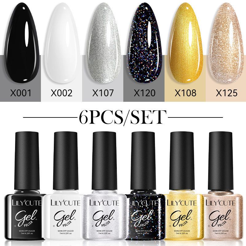 6PCS/SETS 7ML Colors Nail Gel Polish Solid Color Gel Verni Semi Permanent Soak off UV LED Gel Nail Varnish