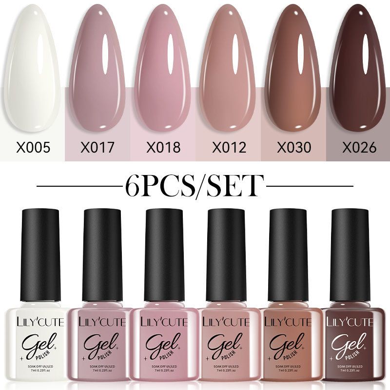 6PCS/SETS 7ML Colors Nail Gel Polish Solid Color Gel Verni Semi Permanent Soak off UV LED Gel Nail Varnish