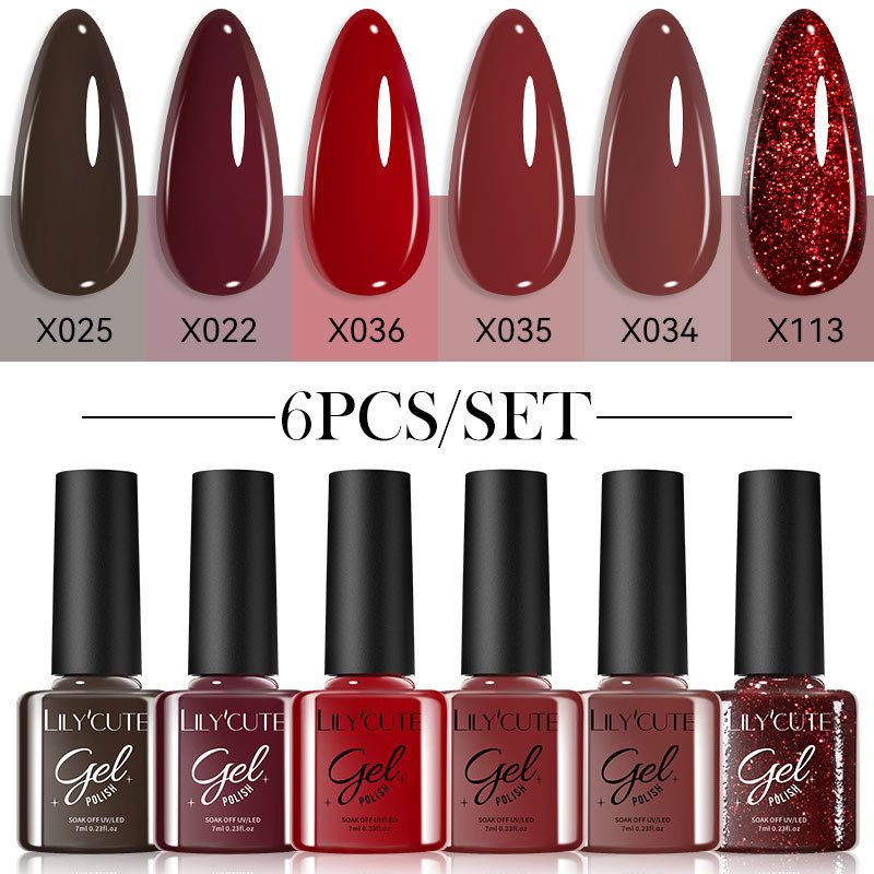 6PCS/SETS 7ML Colors Nail Gel Polish Solid Color Gel Verni Semi Permanent Soak off UV LED Gel Nail Varnish