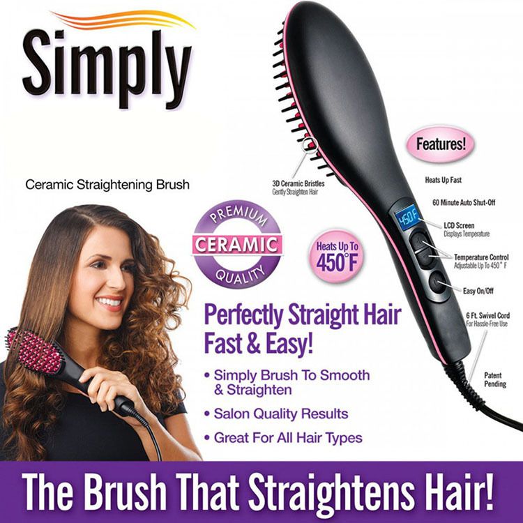 Electric Hair Straightening Brush Hot Comb Adjustable Temperature Hair Straightener Professional Women's Hair Heating Comb