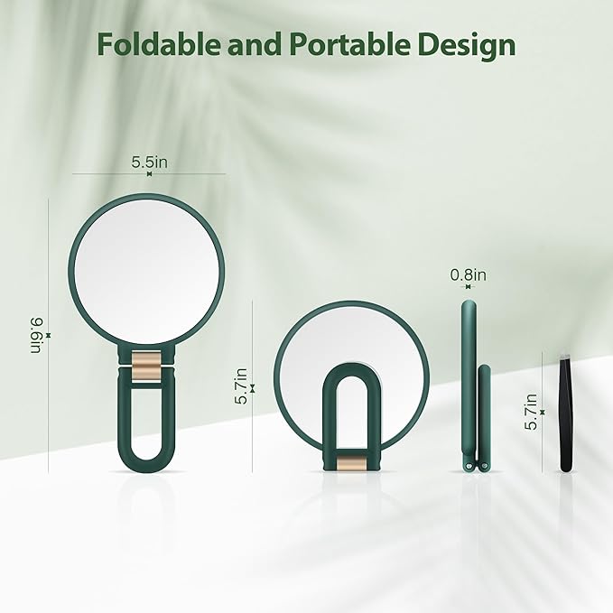 30x Magnifying Mirror, Travel Hand Mirrors with Handle - Double Side Handheld Mirror with 1X 30X Magnification & Adjustable Handle/Stand, Hand Held Foldable Travel Mirror for Makeup