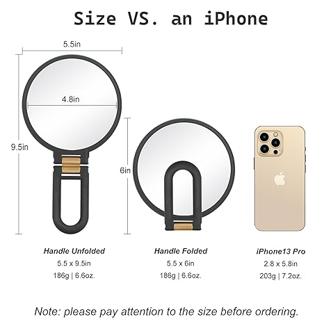 30x Magnifying Mirror, Travel Hand Mirrors with Handle - Double Side Handheld Mirror with 1X 30X Magnification & Adjustable Handle/Stand, Hand Held Foldable Travel Mirror for Makeup