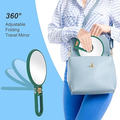 30x Magnifying Mirror, Travel Hand Mirrors with Handle - Double Side Handheld Mirror with 1X 30X Magnification & Adjustable Handle/Stand, Hand Held Foldable Travel Mirror for Makeup