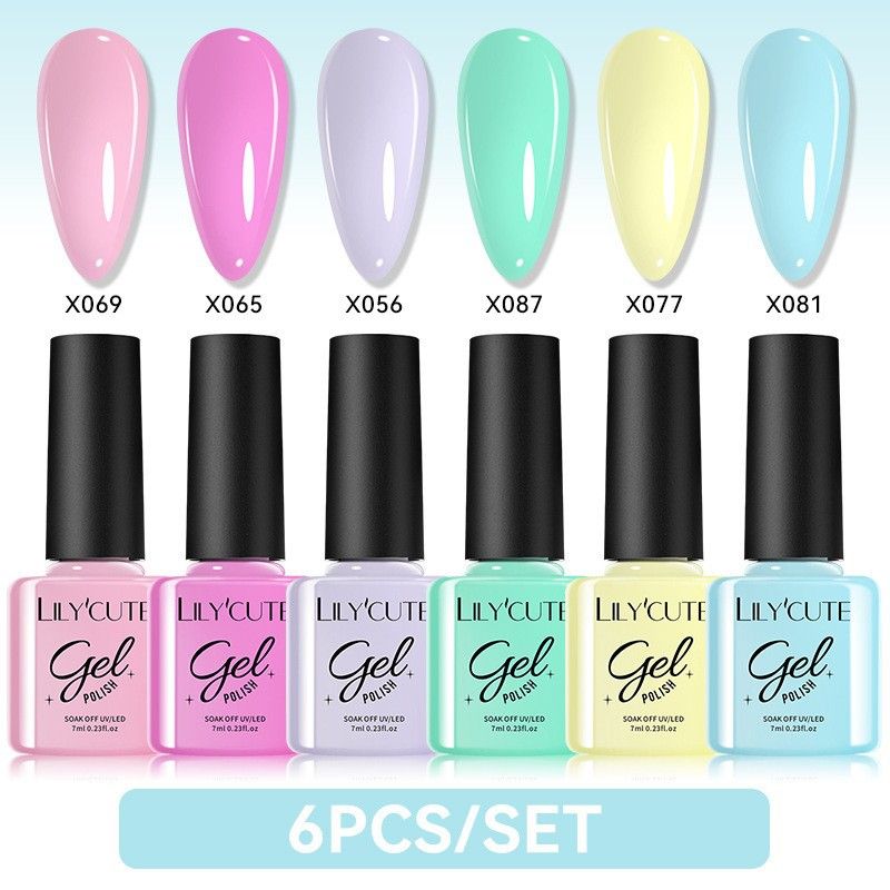 6PCS/SETS 7ML Colors Gel Nail Polish Solid Color Gel Verni Semi Permanent Soak off UV LED Gel Nail Varnish Nail Gel Set