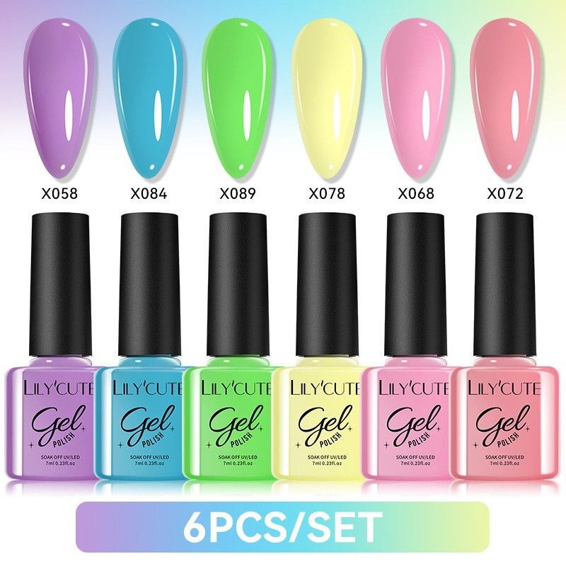 6PCS/SETS 7ML Colors Gel Nail Polish Solid Color Gel Verni Semi Permanent Soak off UV LED Gel Nail Varnish Nail Gel Set