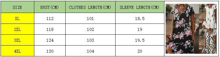 Women's Newest Leisure Style V-Neck Dress Long Knee Floral Printed Full Digital Loose Fit Short Sleeved Woven Floral Dress Sexy Summer Party Dress