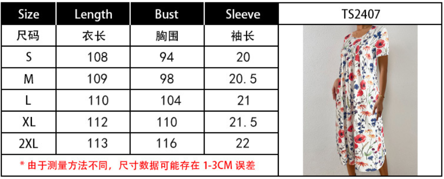 Plus Size Women's Elegant Big Swing Abaya Dress Spring Summer Short-Sleeved With Printed Neck for Women Short Sleeve Floral Printed Midi Dress