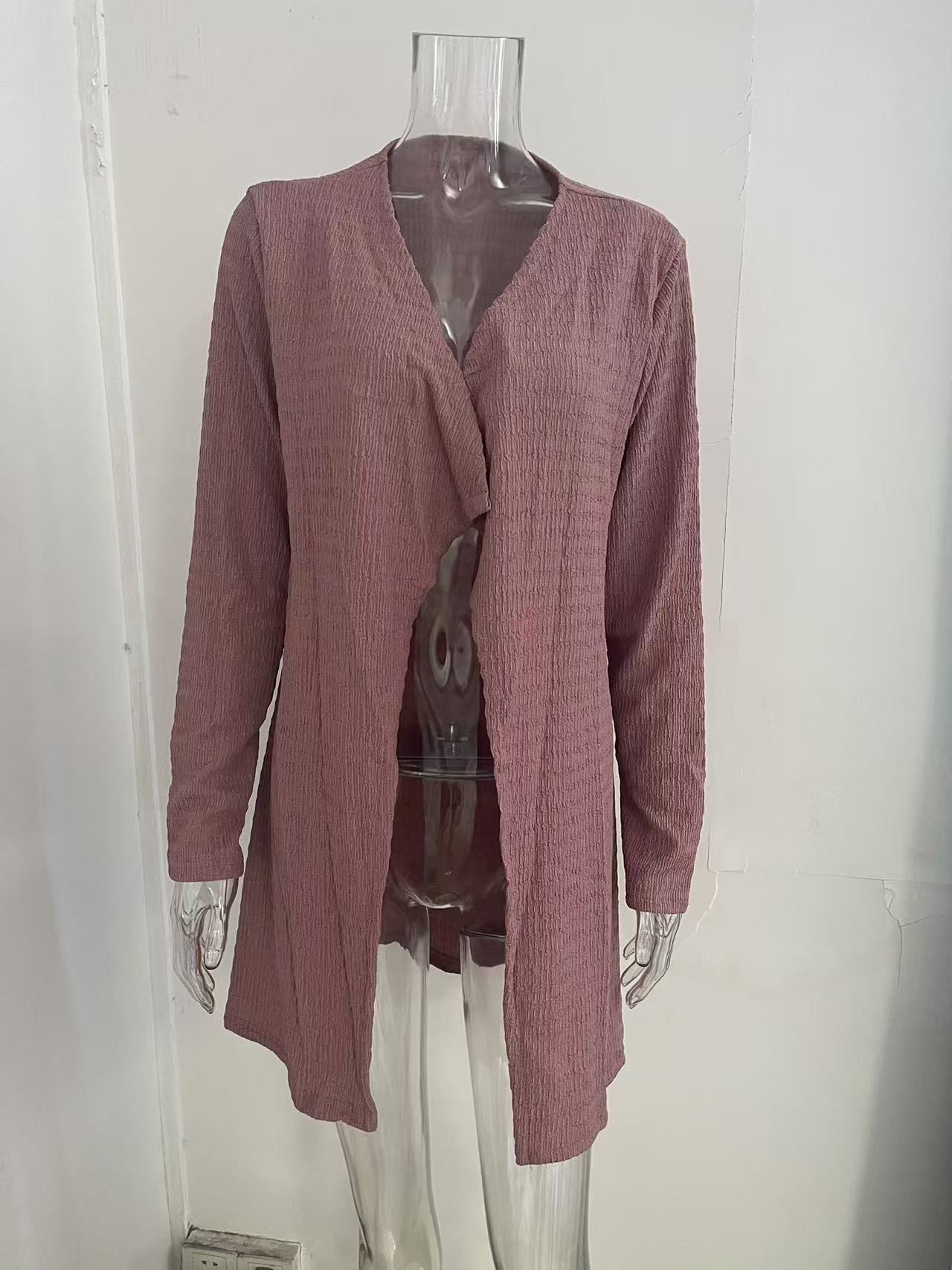 Hot Selling Women's Long Sleeve Thin Cardigan Loose Solid Color Top Plus Size Loose Knit Women's Cardigans Coat for Ladies Oversized Ribbed Knit Women's Cardigan Sweaters Open-Front Coat